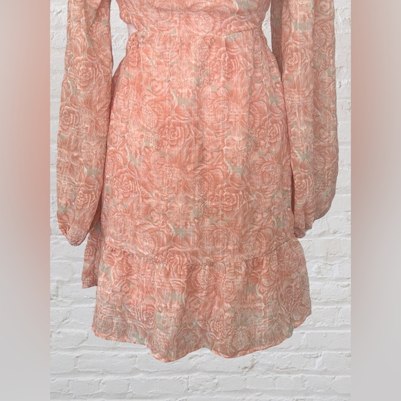 Lush Pink Bohemian Floral Puff Sleeve Dress Sz M Soft Girl Era NWT Cottagecore - Picture 5 of 11